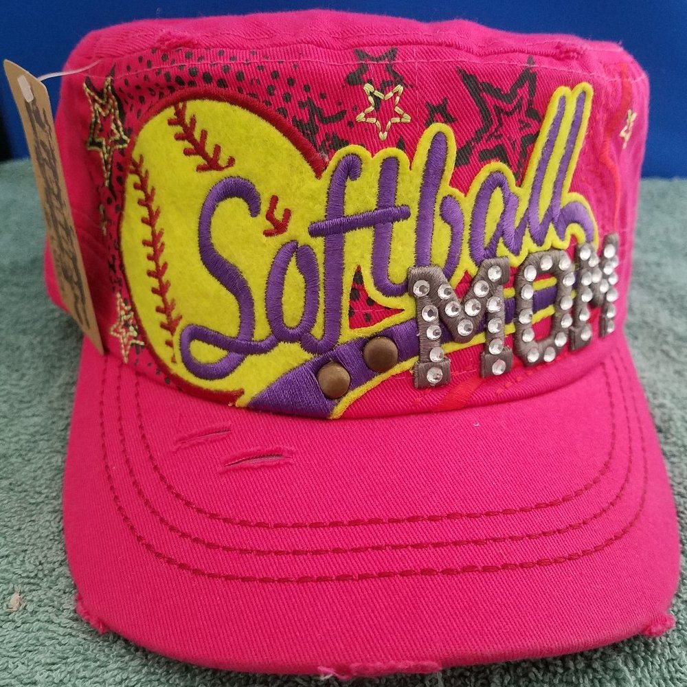 Softball Mom Rhinestone Bling Fashion Women Cadet